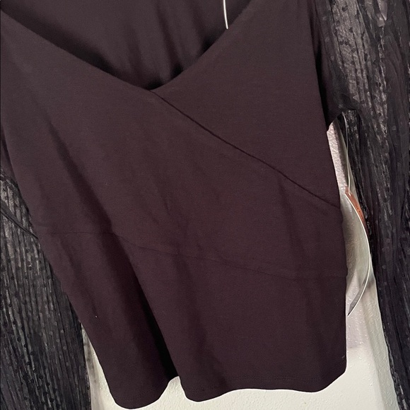 Almost Famous Black Sheer Lace Sleeve Blouse NWT - Picture 6 of 10